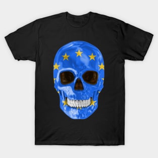 European Union Flag Skull - Gift for European Union With Roots From European Union T-Shirt